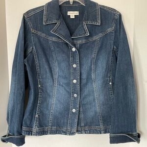 Coldwater Creek Indigo Denim Jacket with Contrast Stitching Size 14